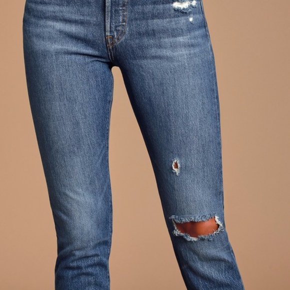 Levi's 501 Skinny Distressed Medium Wash Jeans - Picture 4 of 5